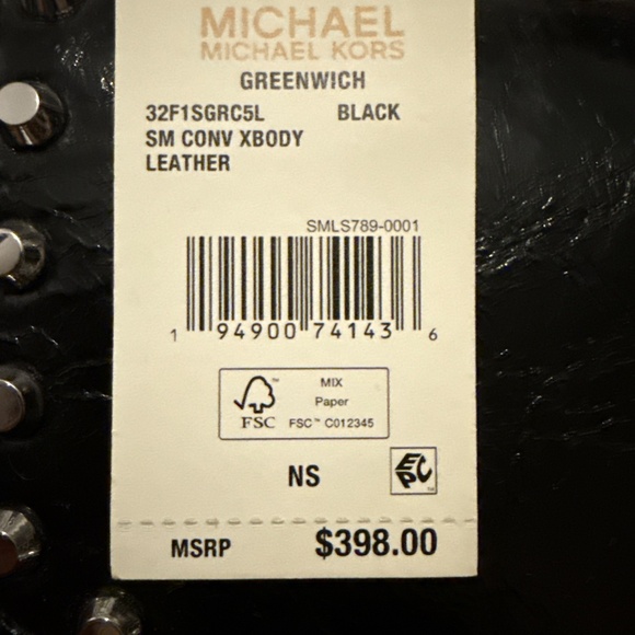 Michael Kors Greenwich Studded Leather Convertible Crossbody Bag — Black - Picture 6 of 6